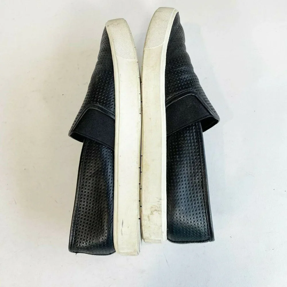 Vince Blair Perforated Leather Slip On Sneakers Shoes Size‎ 7.5 M Black Women's